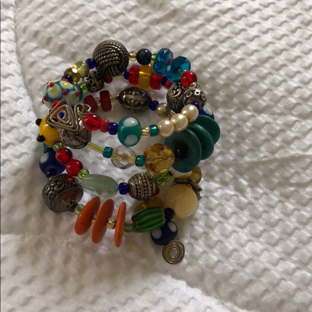 Murano glass, silver, pearl bracelet